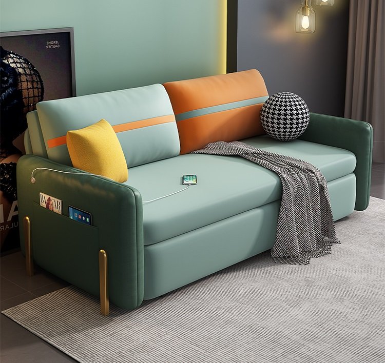 Smuk Leathaire Storage Sofa Bed Indigo Sofa